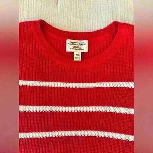 Who.A.U California Dream Vintage Red & White Striped Knit Sweater Pullover | XS